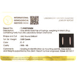 (LD) Huggies con diamantes de laboratorio en oro blanco 14KT. D-2.50Cts.