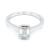 (LD) Anillo con diamante de laboratorio en oro blanco 14KT D-1.12CT