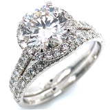 (LD) Set de anillos con diamantes de laboratorio en oro blanco 14KT.