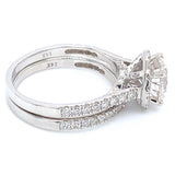 (LD) Set de anillos con diamantes de laboratorio en oro blanco 14KT.