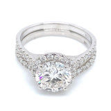 (LD) Set de anillos con diamantes de laboratorio en oro blanco 14KT.
