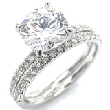 (LD) Set de anillos con diamantes de laboratorio en oro blanco 14KT. D-2.77CT