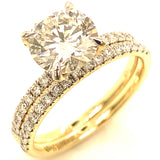 (LD) Set de anillos con diamantes de laboratorio en oro amarillo 14KT. D-2.74CT