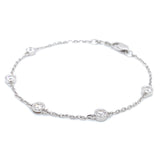 (LD) Pulsera con diamantes de laboratorio en oro blanco 14KT