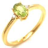 Juego con peridoto y diamantes en plata 925 bañado oro amarillo