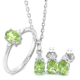 Juego con peridoto y diamantes en plata 925