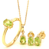 Juego con peridoto y diamantes en oro amarillo 10KT 40/46CM