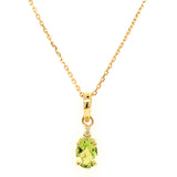 Juego con peridoto y diamantes en oro amarillo 10KT 40/46CM