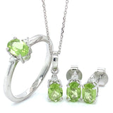 Juego con peridoto y diamantes en oro blanco 10KT 40/46CM