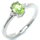 Juego con peridoto y diamantes en oro blanco 10KT 40/46CM
