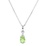 Juego con peridoto y diamantes en oro blanco 10KT 40/46CM