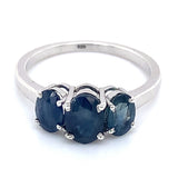 Anillo con zafiros en plata 925