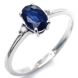 Anillo con zafiro y diamantes en plata 925