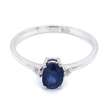 Anillo con zafiro y diamantes en plata 925