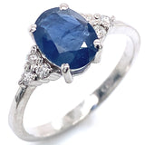 Anillo con zafiro y diamantes en plata 925