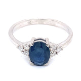 Anillo con zafiro y diamantes en plata 925