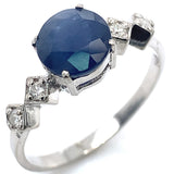 Anillo con zafiro y diamantes en plata 925