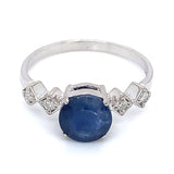 Anillo con zafiro y diamantes en plata 925