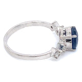Anillo con zafiro y diamantes en plata 925