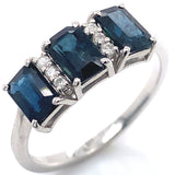 Anillo con zafiro y diamantes en plata 925