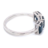 Anillo con zafiro y diamantes en plata 925