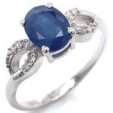 Anillo con zafiro y diamantes en plata 925