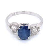 Anillo con zafiro y diamantes en plata 925