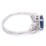 Anillo con zafiro y diamantes en plata 925