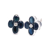 Aretes con zafiro y diamantes en plata 925