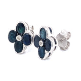 Aretes con zafiro y diamantes en plata 925