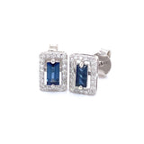 Aretes con zafiro y diamantes en plata 925