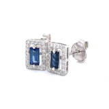 Aretes con zafiro y diamantes en plata 925