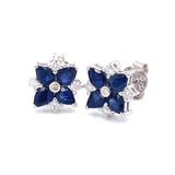 Aretes con zafiro y diamantes en plata 925