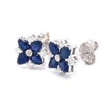 Aretes con zafiro y diamantes en plata 925