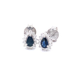 Aretes con zafiro y diamantes en plata 925