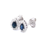 Aretes con zafiro y diamantes en plata 925