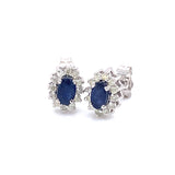 Aretes con zafiro y diamantes en plata 925