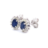 Aretes con zafiro y diamantes en plata 925