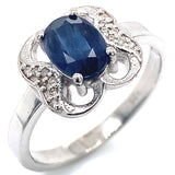 Anillo con zafiro y diamantes en plata 925