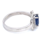 Anillo con zafiro y diamantes en plata 925