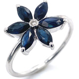 Anillo con zafiro y diamantes en plata 925