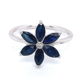 Anillo con zafiro y diamantes en plata 925
