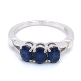 Anillo con zafiros en plata 925