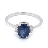 Anillo con zafiro y diamantes en plata 925