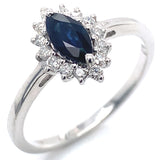 Anillo con zafiro y diamantes en plata 925
