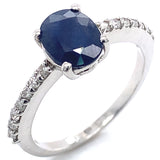 Anillo con zafiro y diamantes en plata 925