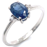 Anillo con zafiro y diamantes en plata 925