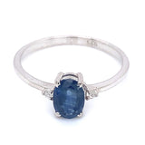 Anillo con zafiro y diamantes en plata 925