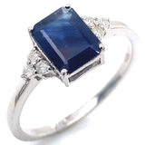 Anillo con zafiro y diamantes en plata 925
