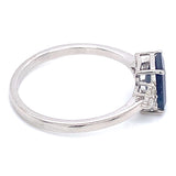Anillo con zafiro y diamantes en plata 925